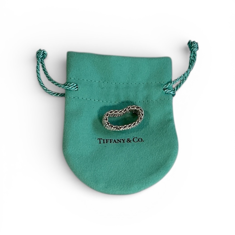 Tiffany & Co. Silver Ring with Turquoise Pouch